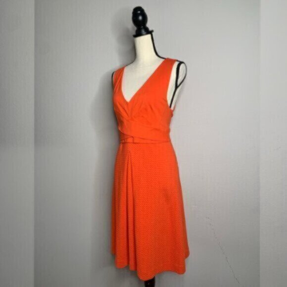 Anthropologie HD In Paris Orange Sleeveless Knee Length A Line Dress - Picture 9 of 17